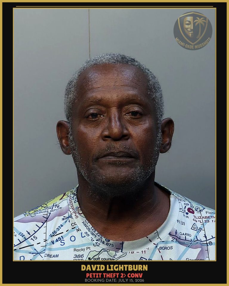 Lightburn David  A Arrested – PETIT THEFT 2> CONV – Miami-Dade County (July 15, 2026)