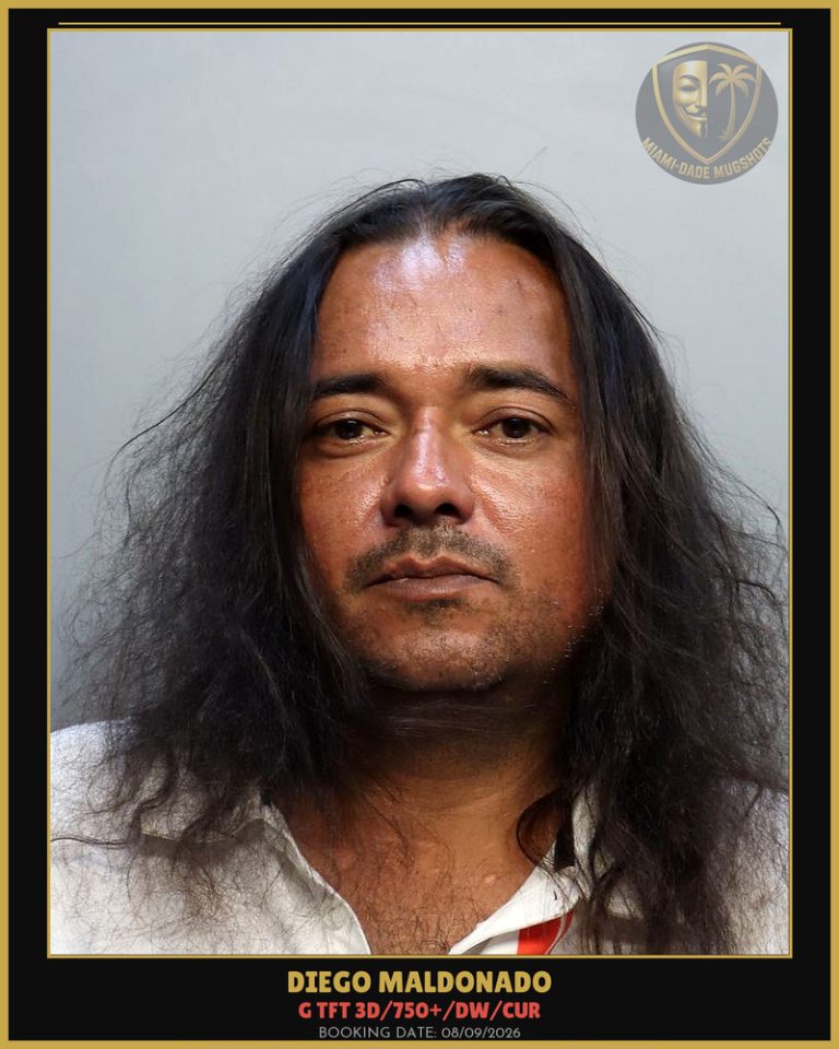 Maldonado Diego Arrested – G TFT 3D/750+/DW/CUR – Miami-Dade County (August 9, 2026)