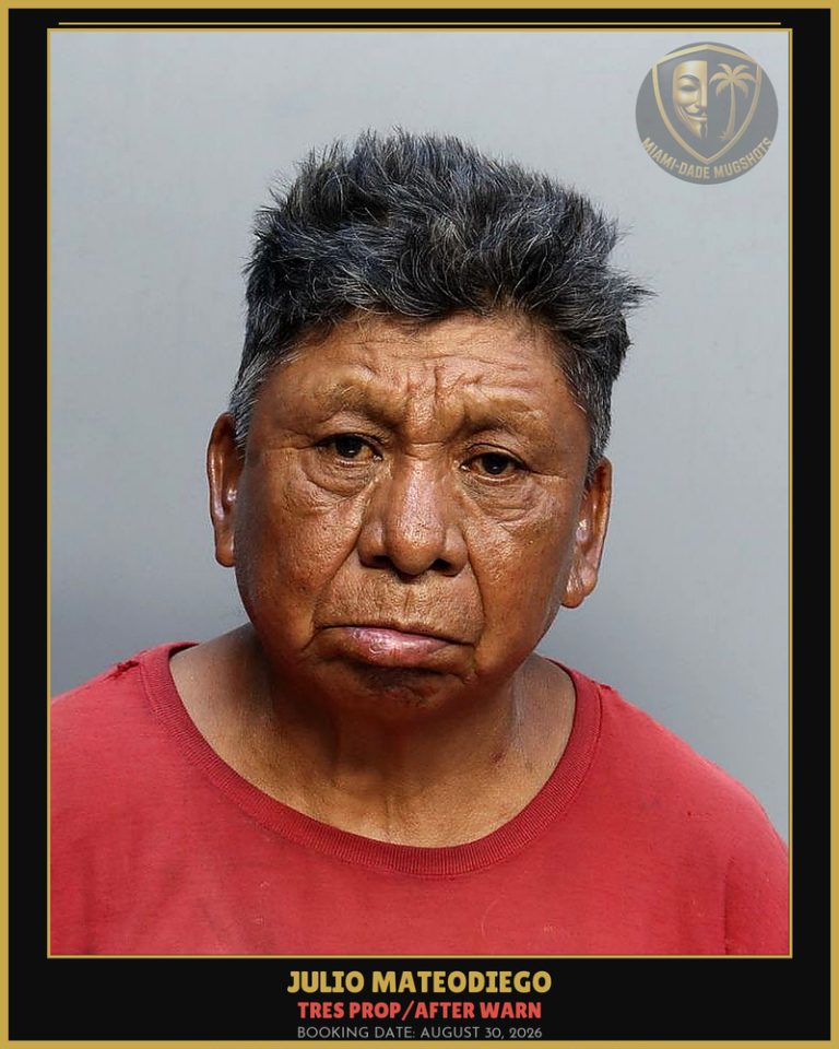 Mateodiego Julio Arrested – TRES PROP/AFTER WARN – Miami-Dade County (August 30, 2026)