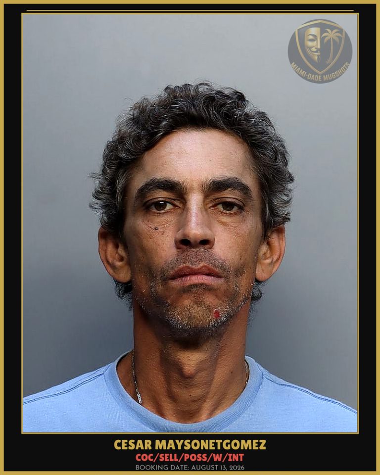 Maysonetgomez Cesar Antonio Arrested – COC/SELL/POSS/W/INT – Miami-Dade County (August 13, 2026)