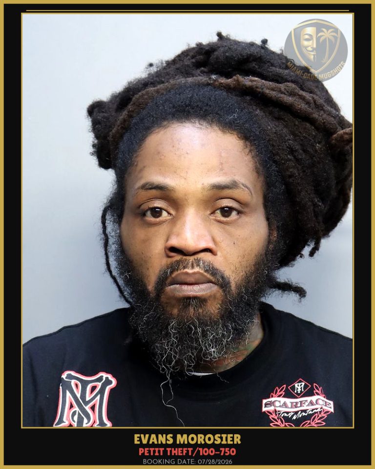 Morosier Evans Arrested – PETIT THEFT/100-750 – Miami-Dade County (July 28, 2026)