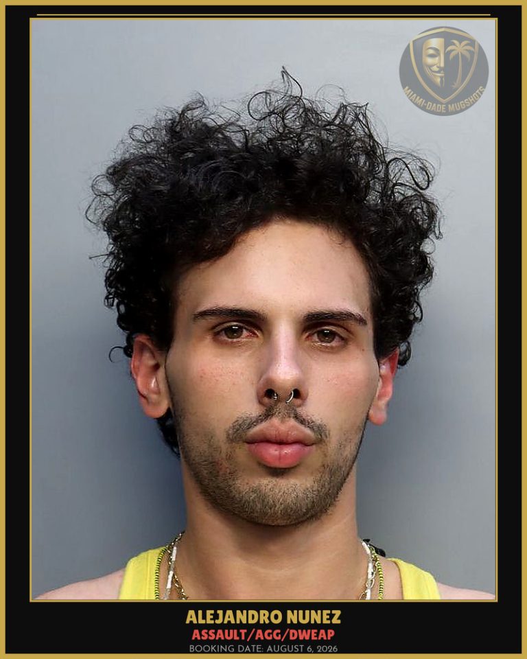 Nunez Alejandro Arrested – ASSAULT/AGG/DWEAP – Miami-Dade County (August 6, 2026)