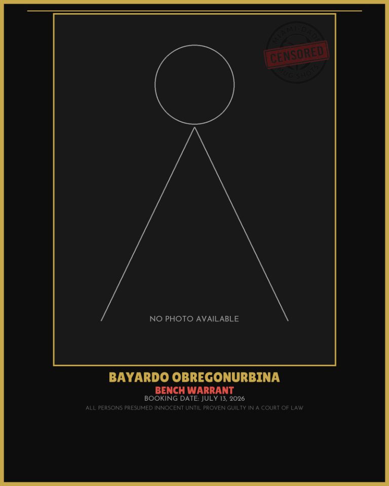 Obregonurbina Bayardo  Vladimir Arrested – BENCH WARRANT – Miami-Dade County (July 13, 2026)