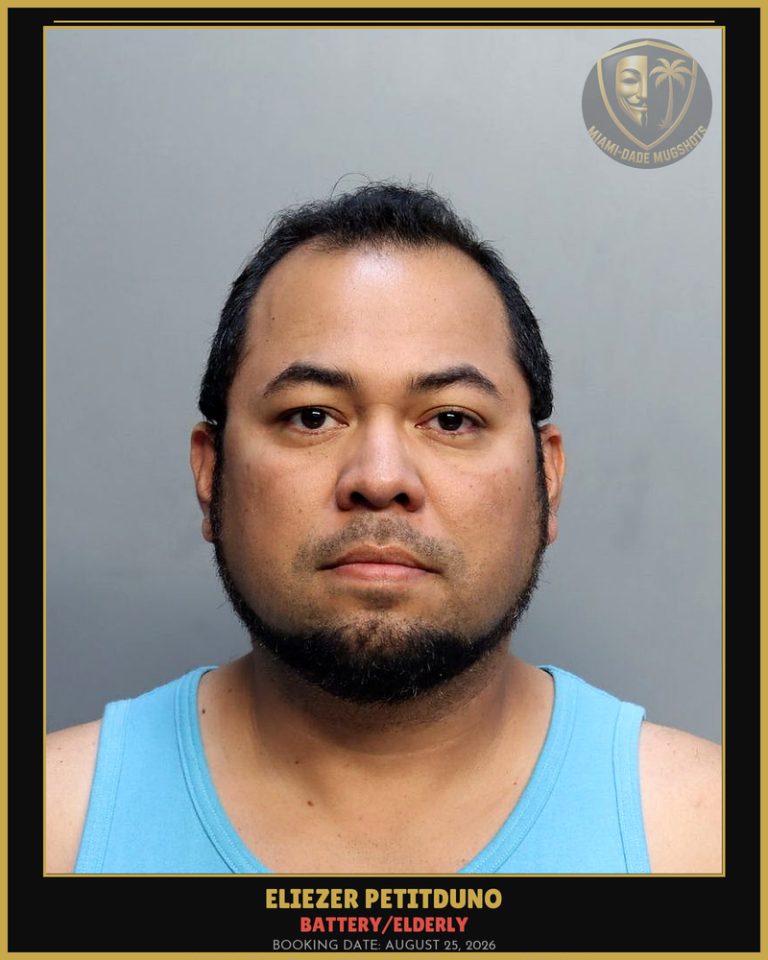 Petitduno Eliezer Arrested – BATTERY/ELDERLY – Miami-Dade County (August 25, 2026)