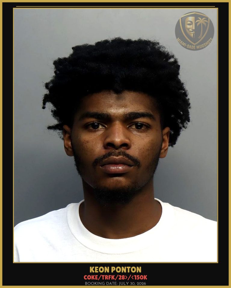 Ponton Keon  Torrell Arrested – COKE/TRFK/28>/<150K – Miami-Dade County (July 30, 2026)