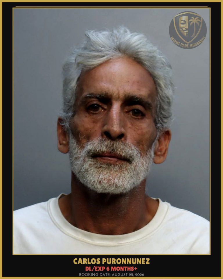 Puronnunez Carlos Arrested – DL/EXP 6 MONTHS+ – Miami-Dade County (August 25, 2026)