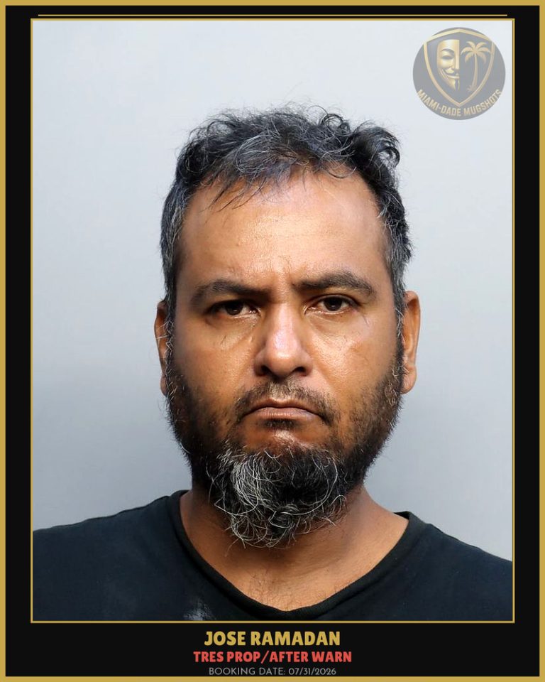 Ramadan Jose Angel Arrested – TRES PROP/AFTER WARN – Miami-Dade County (July 31, 2026)