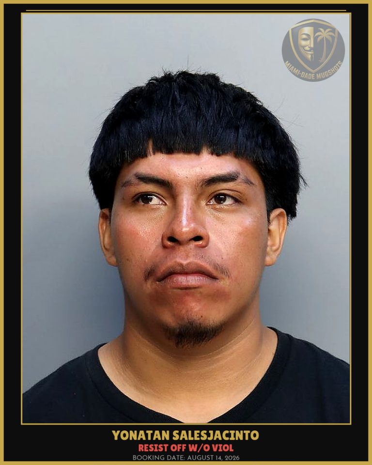 Salesjacinto Yonatan Arrested – RESIST OFF W/O VIOL – Miami-Dade County (August 14, 2026)