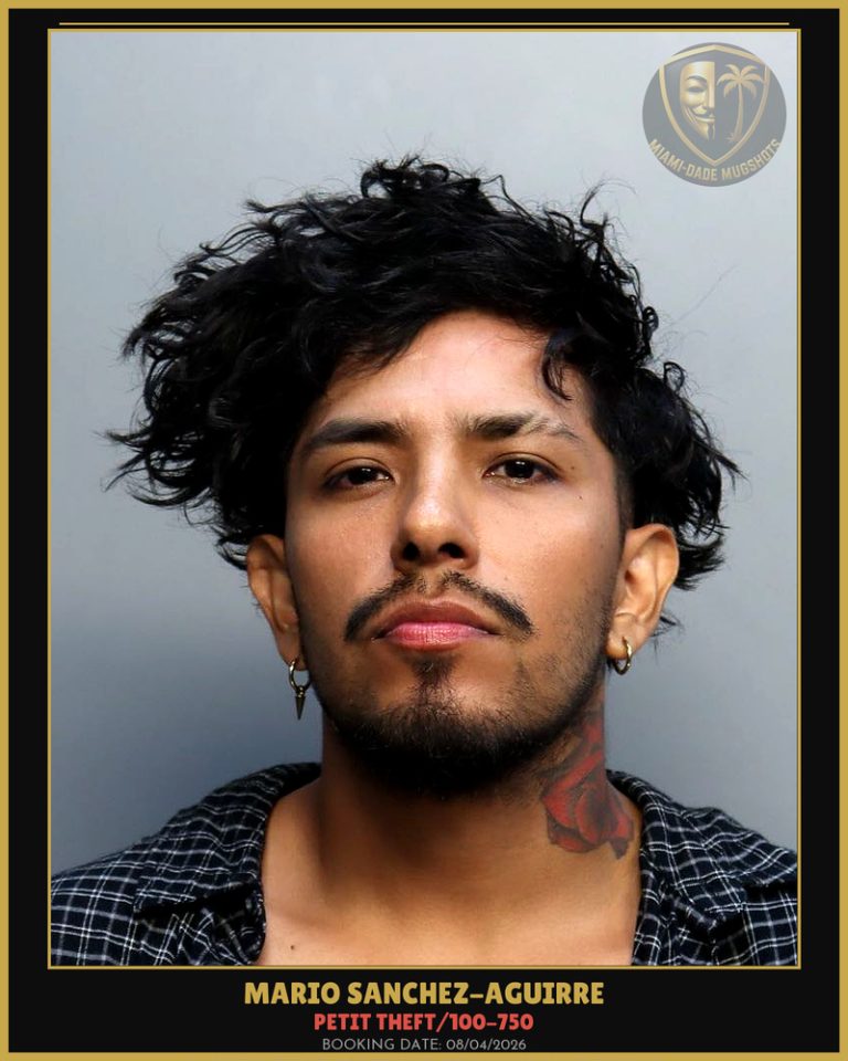 Sanchez-Aguirre Mario Arrested – PETIT THEFT/100-750 – Miami-Dade County (August 4, 2026)