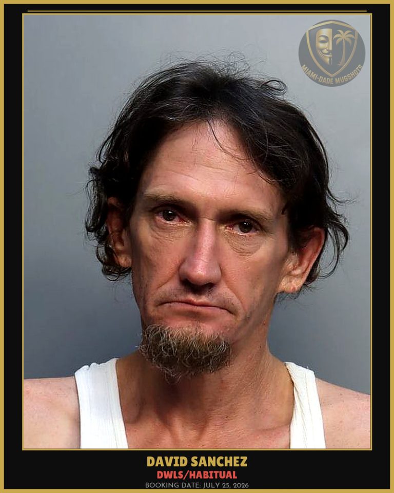 Sanchez David Arrested – DWLS/HABITUAL – Miami-Dade County (July 25, 2026)