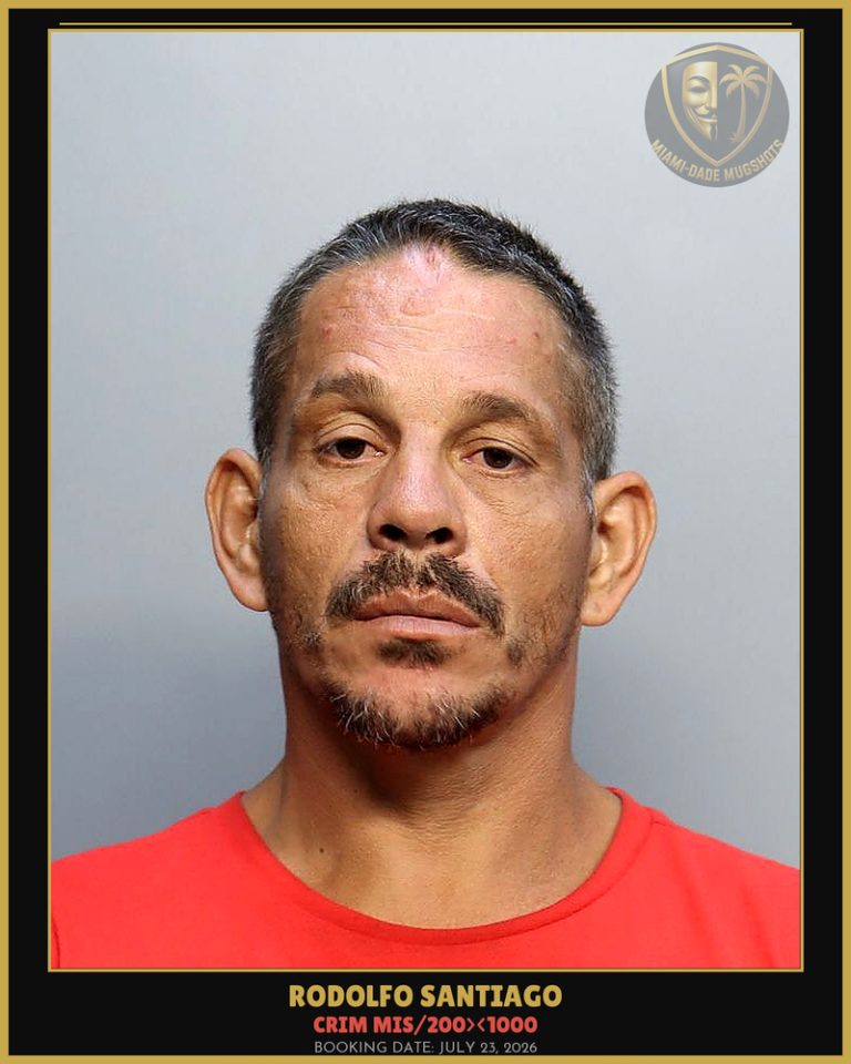 Santiago Rodolfo Arrested – CRIM MIS/200><1000 – Miami-Dade County (July 23, 2026)