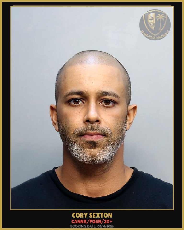 Sexton Cory  Burton Arrested – Canna/POSN/20+ – Miami-Dade County (Unknown)