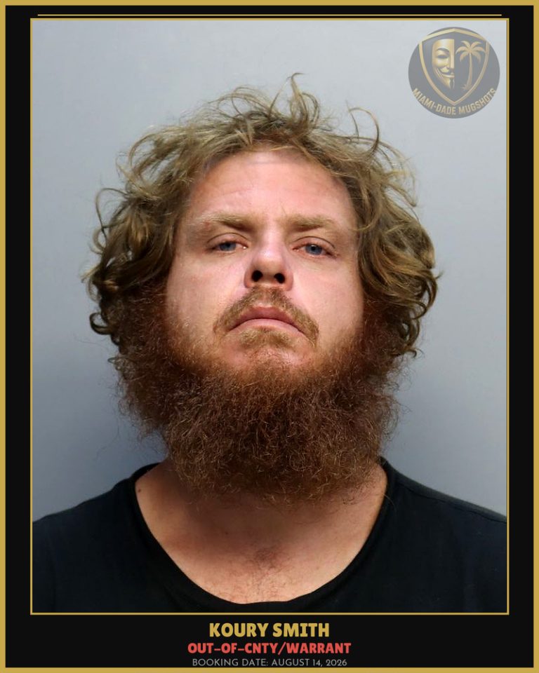 Smith Koury Inman Arrested – OUT-OF-CNTY/WARRANT – Miami-Dade County (August 14, 2026)
