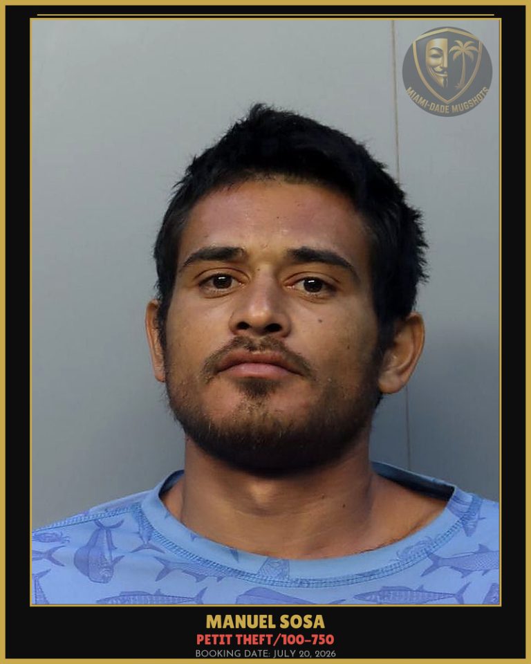 Sosa Manuel Arrested – PETIT THEFT/100-750 – Miami-Dade County (July 20, 2026)