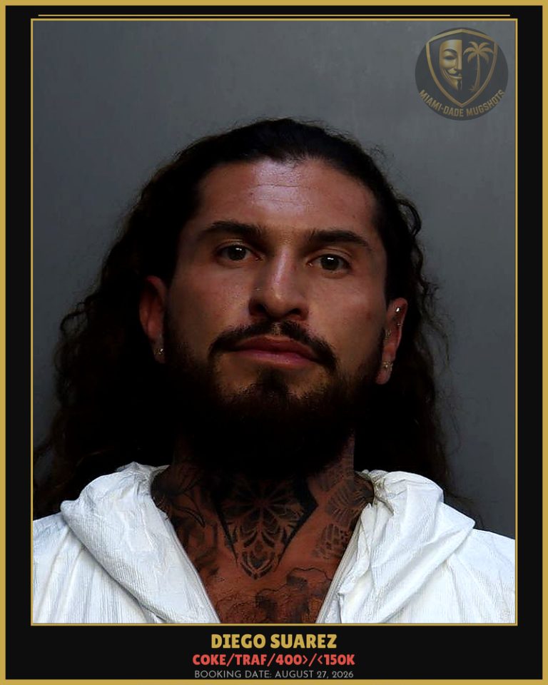 Suarez Diego  Alejandro Arrested – COKE/TRAF/400>/<150K – Miami-Dade County (August 27, 2026)