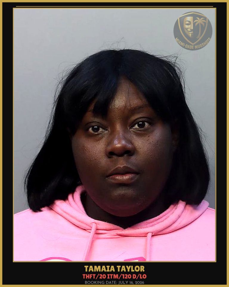 Taylor Tamaia Monique Arrested – THFT/20 ITM/120 D/LO – Miami-Dade County (July 16, 2026)