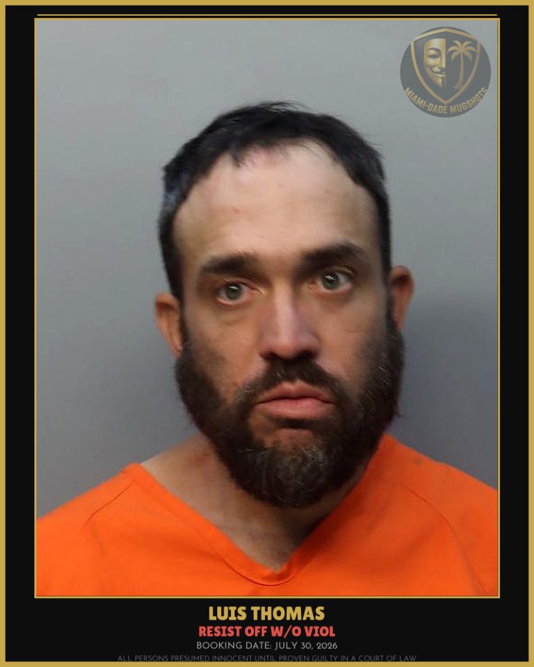 Thomas Luis  Ricardo Arrested – RESIST OFF W/O VIOL – Miami-Dade County (July 30, 2026)