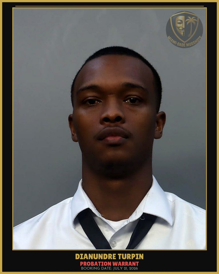 Turpin Dianundre  Jardine Arrested – PROBATION WARRANT – Miami-Dade County (July 21, 2026)