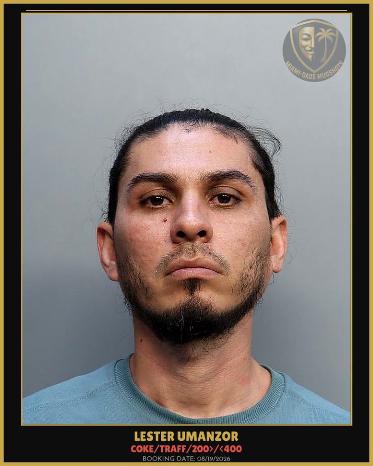 Umanzor Lester  Josue Arrested – COKE/TRAFF/200>/<400 – Miami-Dade County (Unknown)