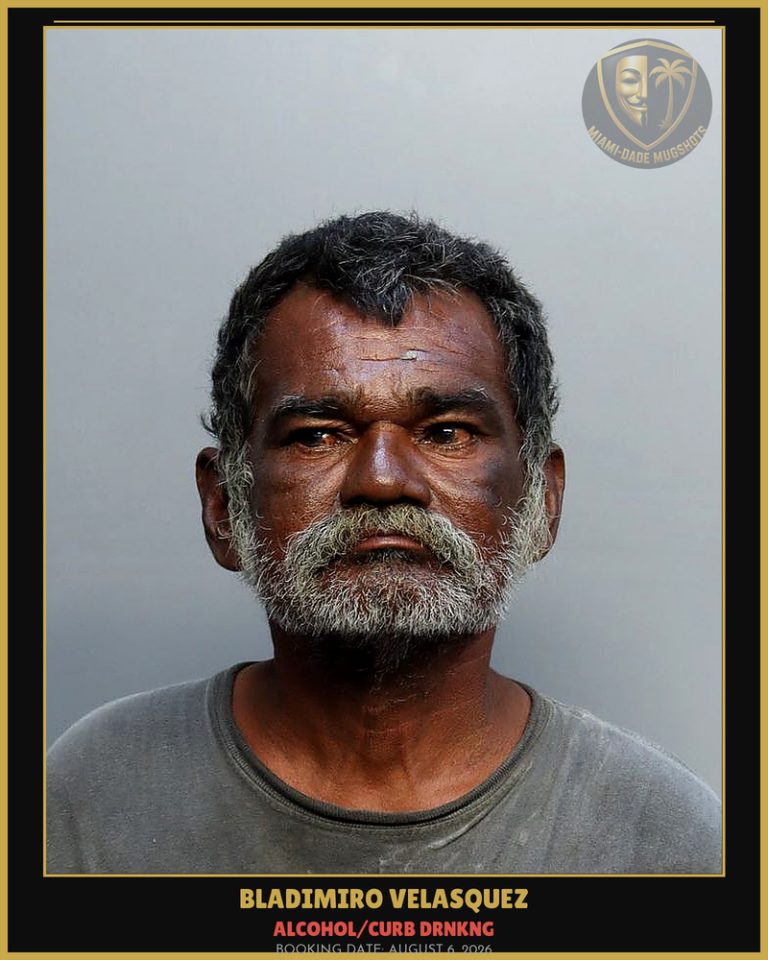 Velasquez Bladimiro Arrested – ALCOHOL/CURB DRNKNG – Miami-Dade County (August 6, 2026)