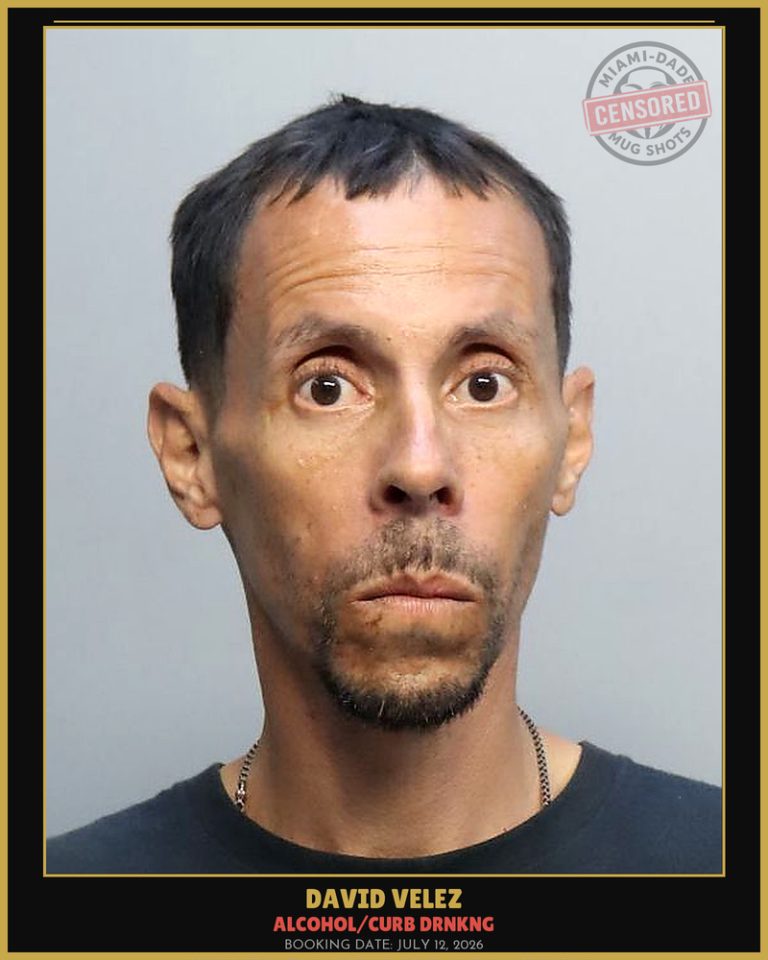 Velez David  Suarez Arrested – ALCOHOL/CURB DRNKNG – Miami-Dade County (July 12, 2026)