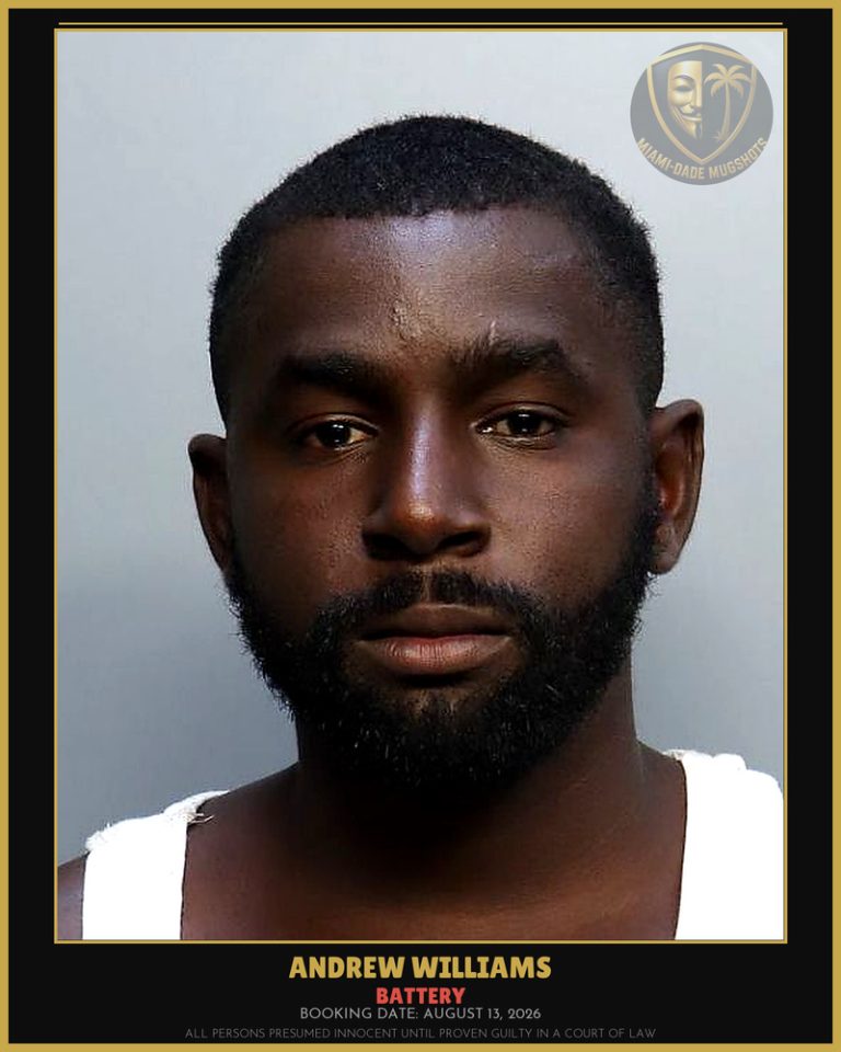 Williams Andrew James Arrested – BATTERY – Miami-Dade County (August 13, 2026)