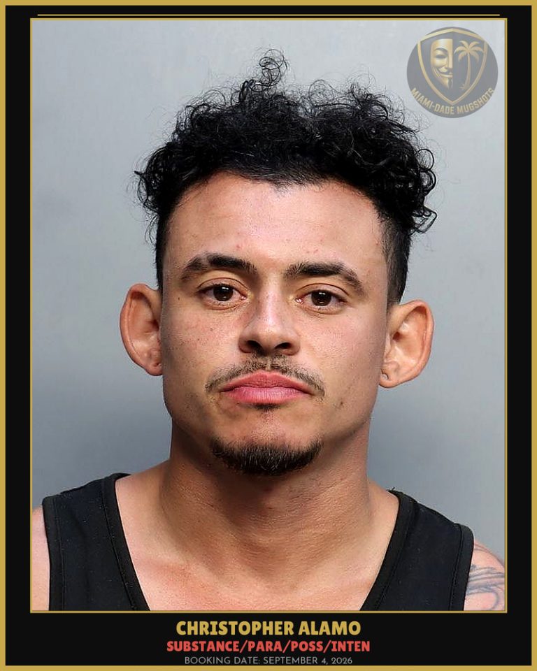 Alamo Christopher Arrested – SUBSTANCE/PARA/POSS/INTEN – Miami-Dade County (September 4, 2026)