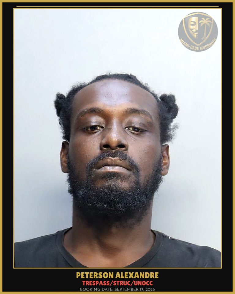 Alexandre Peterson Arrested – TRESPASS/STRUC/UNOCC – Miami-Dade County (September 17, 2026)