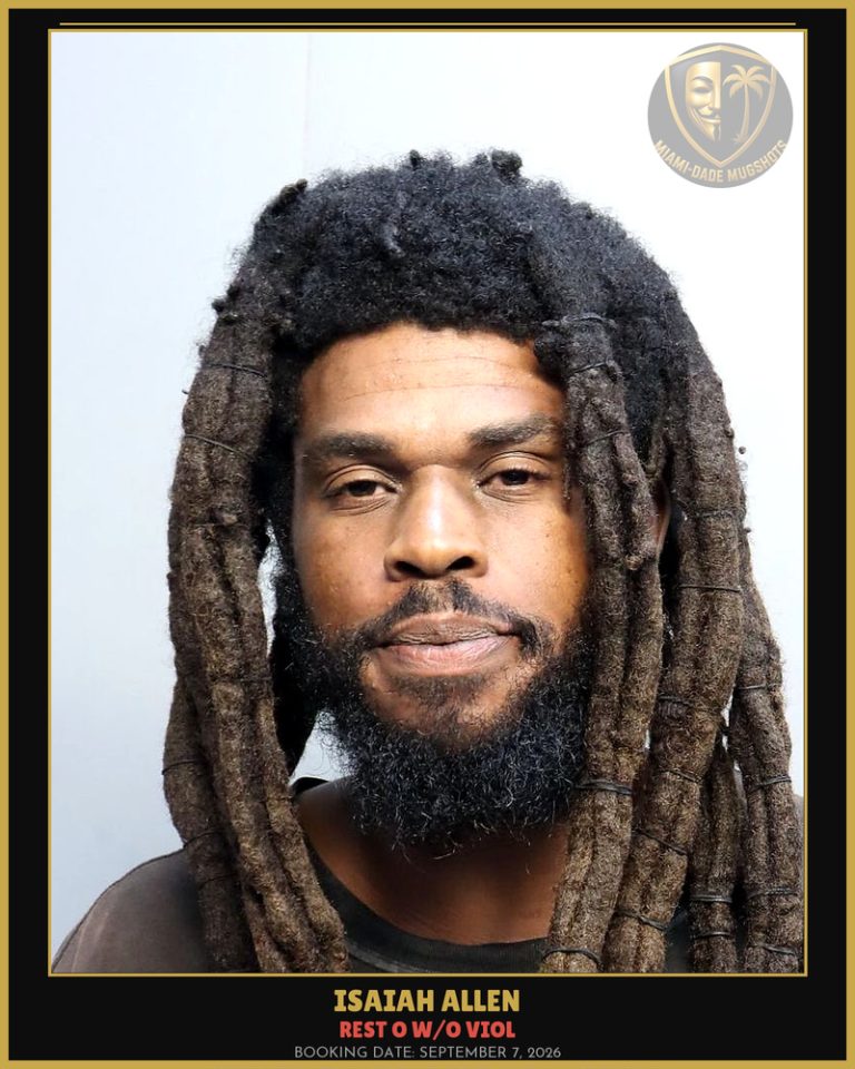 Allen Isaiah Oquin Arrested – REST O W/O VIOL – Miami-Dade County (September 7, 2026)