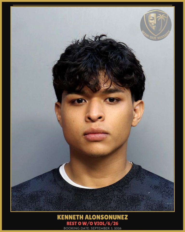 Alonsonunez Kenneth  J Arrested – REST O W/O VIOL/6/26 – Miami-Dade County (September 3, 2026)