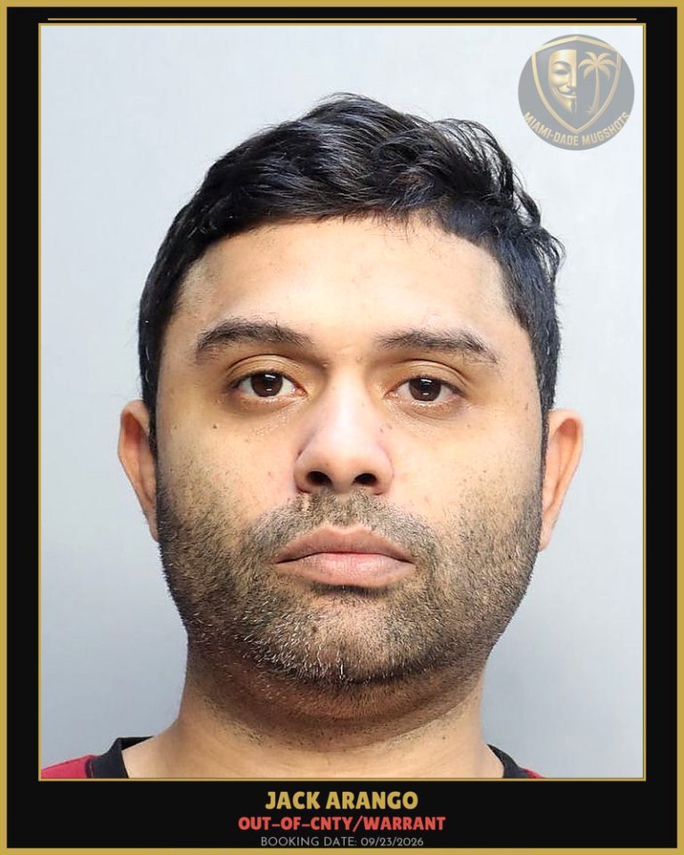 Arango Jack Junior Arrested – OUT-OF-CNTY/WARRANT – Miami-Dade County (Unknown)