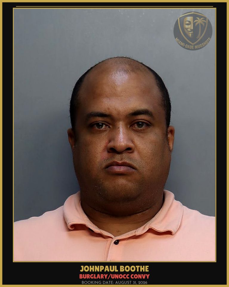 Boothe Johnpaul Roderick Arrested – BURGLARY/UNOCC CONVY – Miami-Dade County (August 31, 2026)