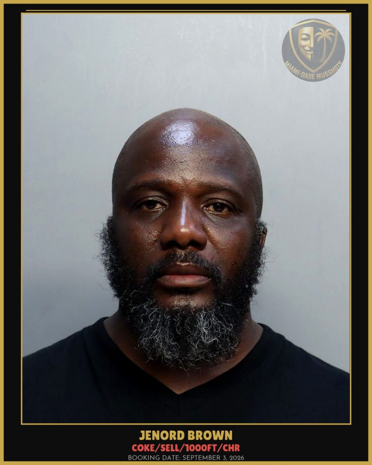 Brown Jenord  Mrquett Arrested – COKE/SELL/1000FT/CHR – Miami-Dade County (September 3, 2026)