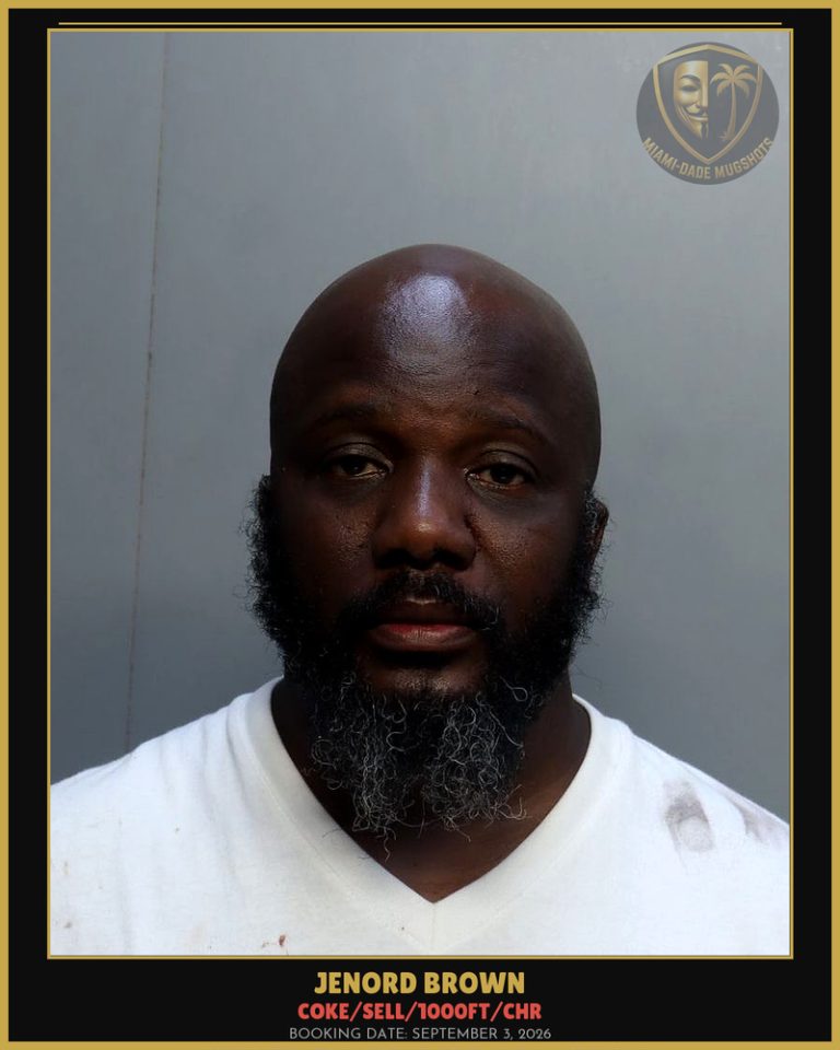 Brown Jenord  Mrquett Arrested – COKE/SELL/1000FT/CHR – Miami-Dade County (September 3, 2026)