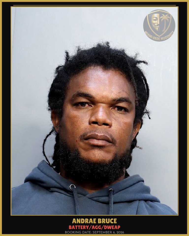 Bruce Andrae Omar Arrested – BATTERY/AGG/DWEAP – Miami-Dade County (September 6, 2026)