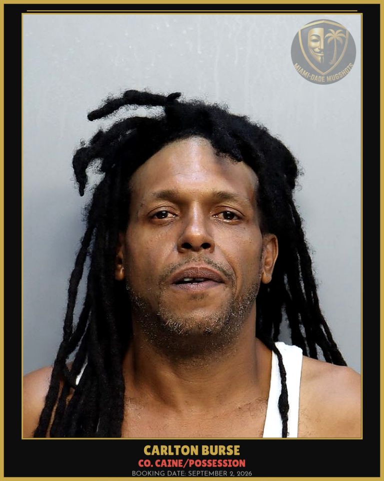 Burse Carlton Arrested – Co. Caine/POSSESSION – Miami-Dade County (September 2, 2026)