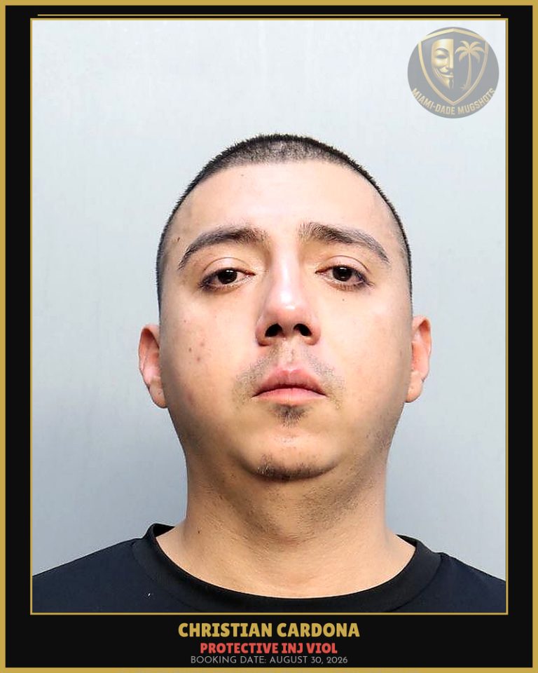 Cardona Christian Arrested – PROTECTIVE INJ VIOL – Miami-Dade County (August 30, 2026)