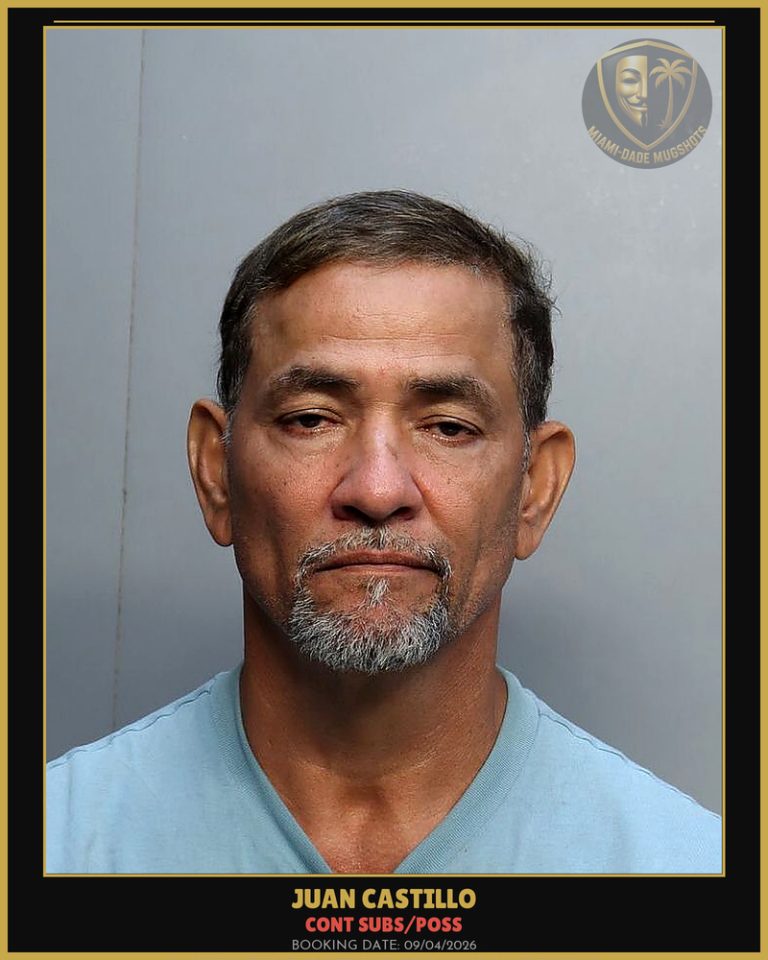 Castillo Juan Carlos Arrested – CONT SUBS/POSS – Miami-Dade County (Unknown)