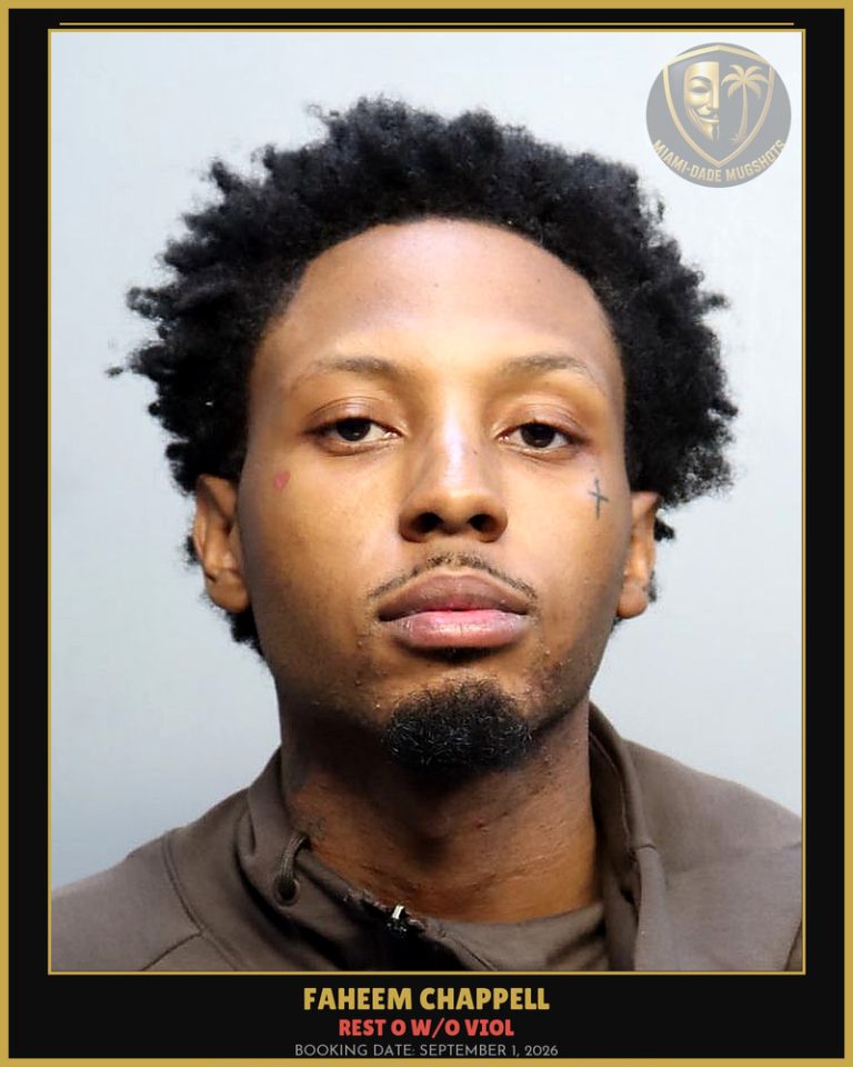 Chappell Faheem Hassan Arrested – REST O W/O VIOL – Miami-Dade County (September 1, 2026)