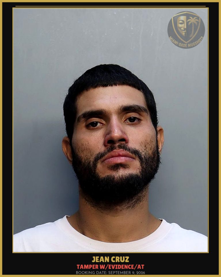 Cruz Jean  Carlo Arrested – TAMPER W/EVIDENCE/AT – Miami-Dade County (September 9, 2026)