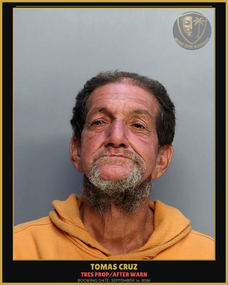 Cruz Tomas M Arrested – TRES PROP/AFTER WARN – Miami-Dade County (September 14, 2026)