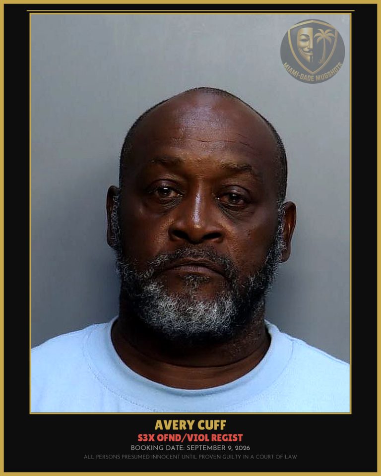 Cuff Avery Lee Arrested – s3x OFND/VIOL REGIST – Miami-Dade County (September 9, 2026)