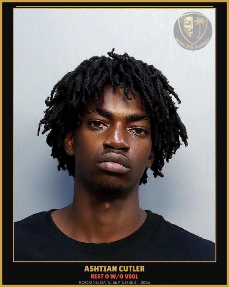Cutler Ashtian  Tavon Arrested – REST O W/O VIOL – Miami-Dade County (September 1, 2026)