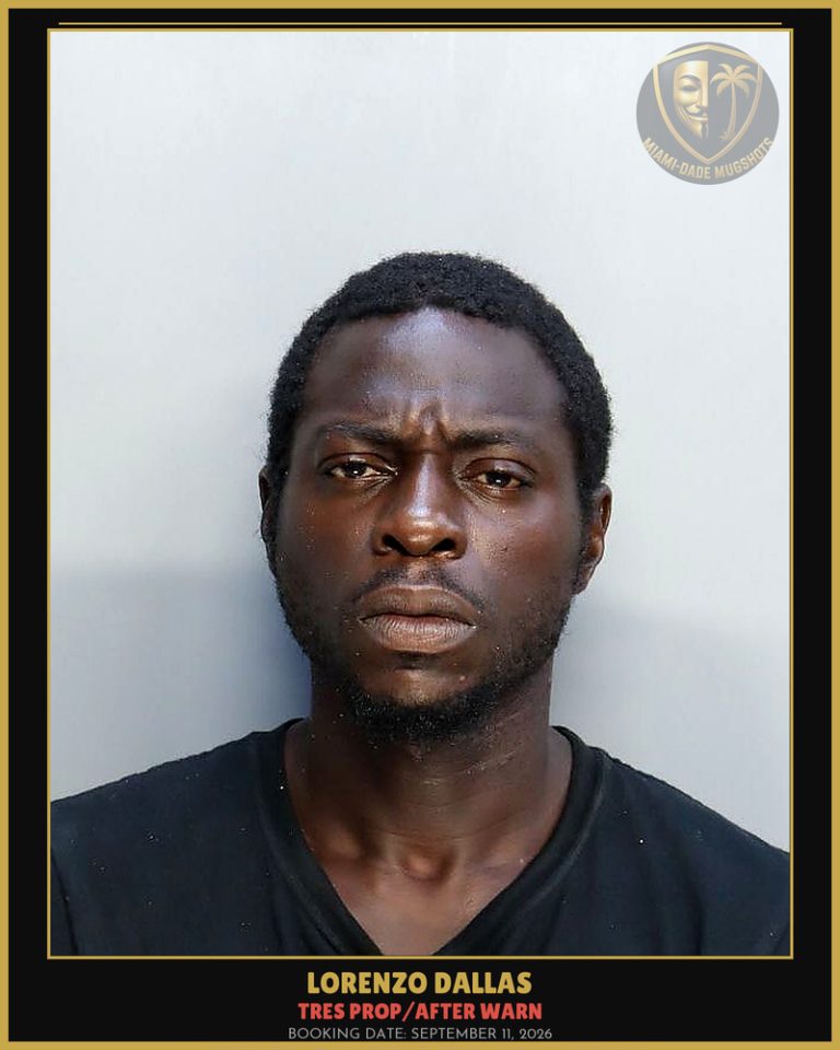 Dallas Lorenzo Arrested – TRES PROP/AFTER WARN – Miami-Dade County (September 11, 2026)