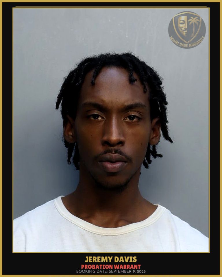 Davis Jeremy Arrested – PROBATION WARRANT – Miami-Dade County (September 9, 2026)