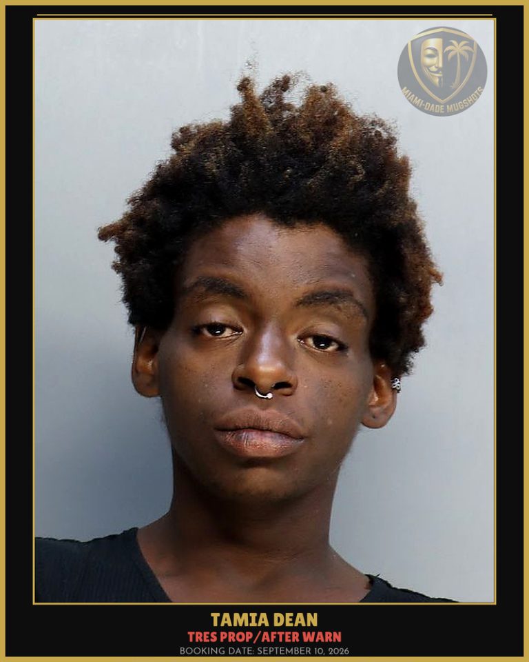 Dean Tamia Arrested – TRES PROP/AFTER WARN – Miami-Dade County (September 10, 2026)