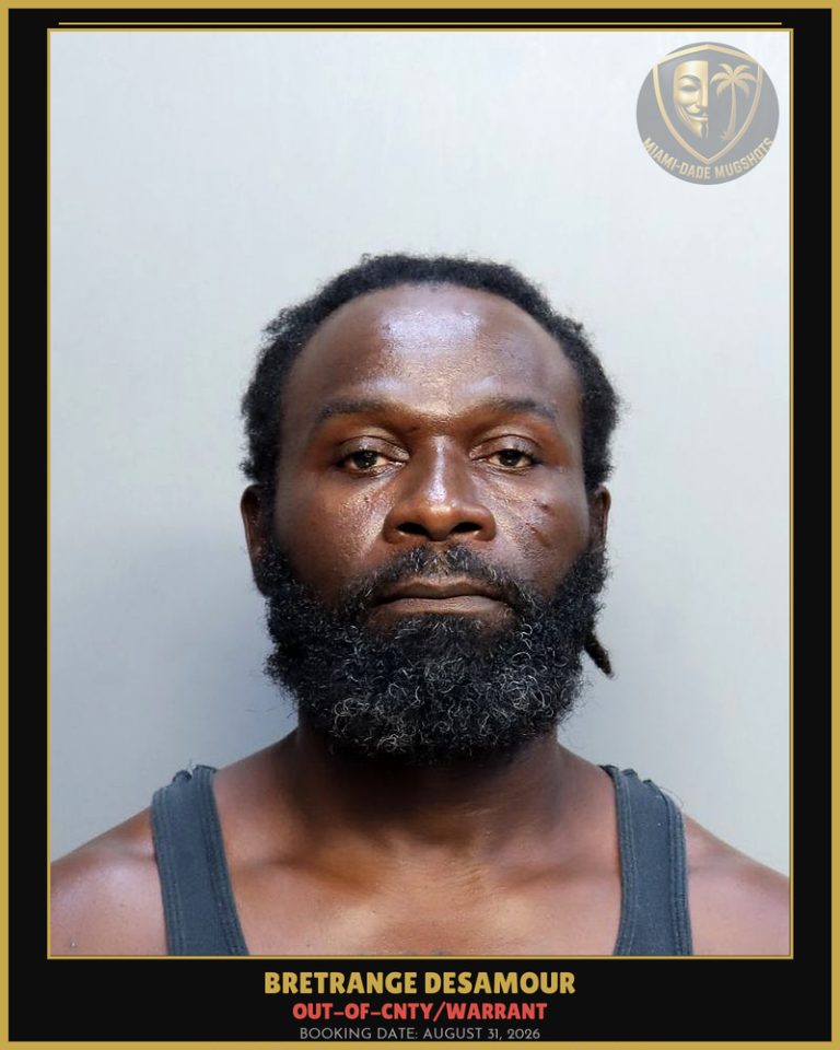 Desamour Bretrange Arrested – OUT-OF-CNTY/WARRANT – Miami-Dade County (August 31, 2026)