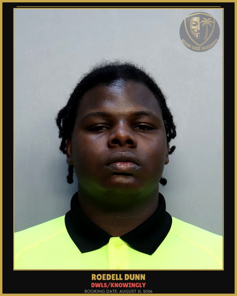 Dunn Roedell  Gleen Arrested – DWLS/KNOWINGLY – Miami-Dade County (August 31, 2026)