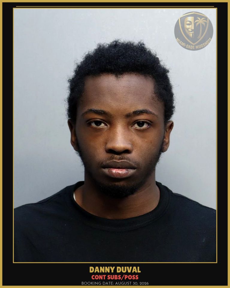 Duval Danny  Herbey Arrested – CONT SUBS/POSS – Miami-Dade County (August 30, 2026)