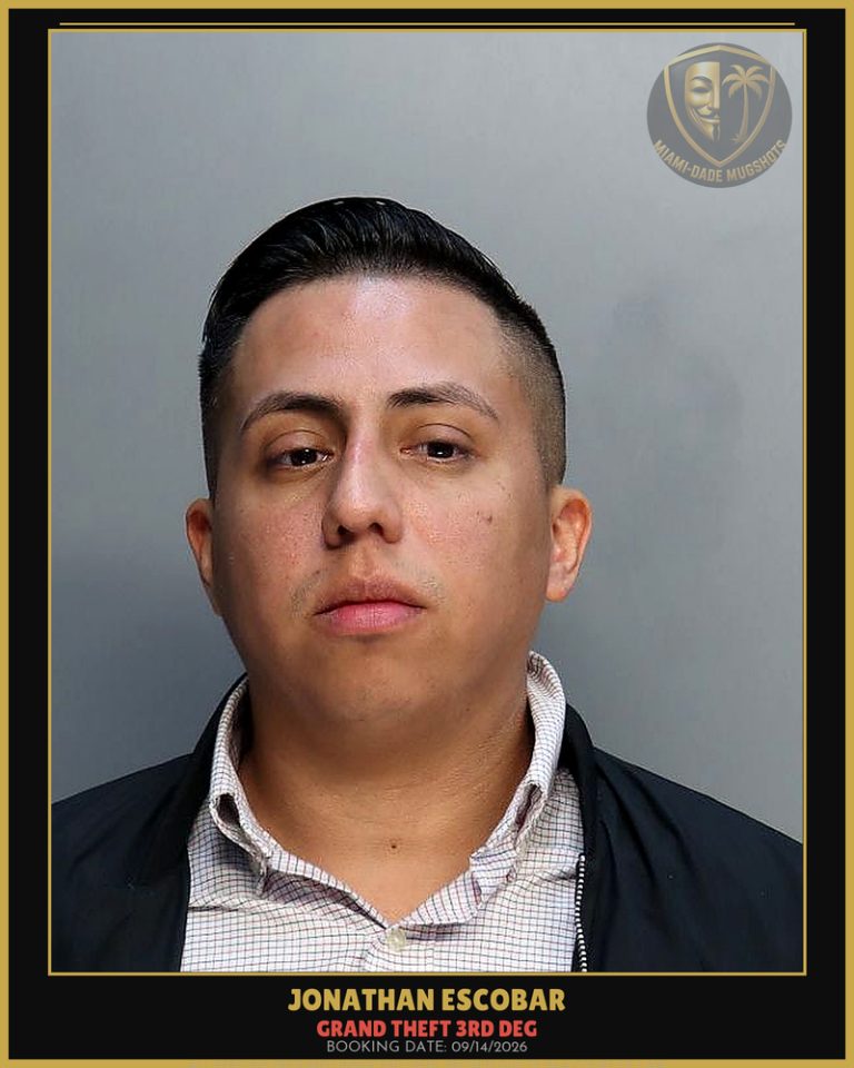 Escobar Jonathan Arrested – GRAND THEFT 3RD DEG – Miami-Dade County (Unknown)
